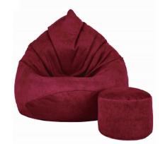 Sėdmaišis su pufu Mega Premium Terra Velour XXL, 100x130 cm, bordinis
