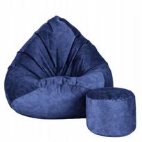 Sėdmaišis su pufu Mega Premium Terra Velour XXL, 100x130 cm, tamsiai mėlynas