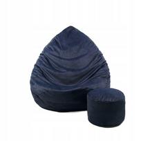 Sėdmaišis su pufu Mega Premium Cloud Velour XXL, 100x130 cm, juodas