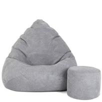 Sėdmaišis su pufu Mega Dot Velour XL, 90x120 cm, šviesiai pilkas