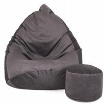 Sėdmaišis su pufu Mega Premium Terra Velour XXL, 100x130 cm, grafito