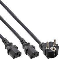 InLine Y-power cable, 1x CEE 7/7 angled / 2x 3-pin IEC C13 male connector, 5m