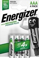 Energizer Accu Recharge Power Plus 700 AAA BP4 Rechargeable Battery, Nickel-Metal Hydride (NiMH)