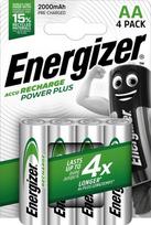 Energizer Accu Recharge Power Plus 2000 AA BP4 Rechargeable Battery, Nickel-Metal Hydride (NiMH)