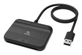 Akasa AK-CR-14BK smart card reader, indoor use, USB, USB 2.0, black