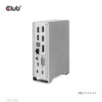 Club3D Docking station (Metal housing) 1x USB Gen2 Type-C Female (data) 2x USB Gen2 Type-A Female 1x USB Gen1 Type-A Female 1x USB Type-A (RED) Smart Charging port 5V/2.4A Max. • 2x HDMI™ (DP Alt Mode
