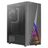 Aerocool DELTABKV1 ATX PC Case with RGB Front, Full Side Window, and 12cm Fan - Black