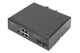 Digitus 4-Port Gigabit Ethernet PoE Network Switch, Industrial, Unmanaged, 2 SFP Uplink