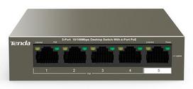 TENDA TEF1105-4-63W Unmanaged Fast Ethernet (10/100) Network Switch, Power over Ethernet (PoE), Desktop/Wall-Mounting, Grey