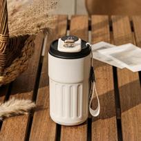 Nerūdijančio plieno išmanus termosas butelis, išmanus temperatūros ekranas, kavos puodelis, vakuuminės kolbos, biuro puodelis, verslo nešiojamas puodelis 450ml juoda