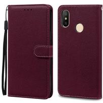 Dėl Redmi Note 6 Pro dėklo Xiaomi Redmi 6 Pro minkšto TPU odinio piniginės dėklo Xiaomi Redmi 6 dėklui Note 6 Pro atverčiamas dangtelis Fundas For Redmi Note 6 Pro vyno raudonos spalvos
