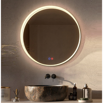 LEDIMEX Bolonia apvalus veidrodis juodu rėmu su Led apšvietimu 60cm