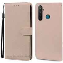 „Realme 5“ dėklas, piniginės odinis dėklas, „Realme 5 Pro“ dėklas, minkštas silikoninis atverčiamas dėklas, skirtas „Realme 5i“ dėklui, „Coque Fundas Shell“ For Realme 5 (5i) smėlis