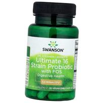Probiotikai kapsulėse, „Ultimate 16 Strain Probiotic“ su FOS, „Swanson“ 30 vegetariškų kapsulių (69280004) 30vcaps