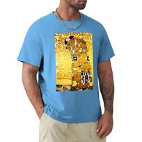 Gustav Klimt The Embrace T-Shirt Boys Whites Cute Tops Shirts Graphic Tee Anime Clothes Mens Plain T Shirts S pilka spalva