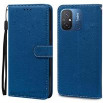 Skirta Redmi 12C dėklas Minkštas silikoninis odinis piniginės atverčiamas dėklas Skirta Xiaomi Redmi 12C dėklas Telefono dėklas Redmi12C Redmi 12 C Fundas Coque For Redmi 12C tamsiai mėlyna spalva