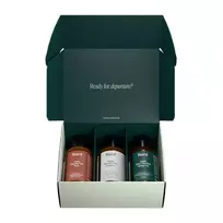 SORD_SET Kelioninis rinkinys Giliai valantis dušo gelis 50ml + Stiprinamasis šampūnas plaukų šampūnas 50ml + Putojantis veido prausiklis veido prausiklis 50ml + Kasdienis veido kremas drėkinamasis veido kremas 4x3ml