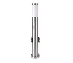 Lauko šviestuvas su jutikliu + 2 lizdai 1xE27/60W/230V IP44 60cm matinis chromas