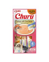 INABA Churu Cat Salmon with Tuna 4x14g kreminis lašišos ir tuno skonio skanėstas katėms