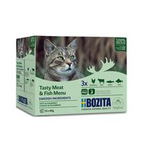 Bozita konservų žuvies ir mėsos gabaliukų drebučiuose rinkinys katėms, 12 x 85 g