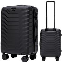WINGS Solidus Kabininis Lagaminas 55.5 cm, Unisex, ABS, Juodas, su Raktų Užraktu ir Ištraukiama Rankena, Ant 4 Ratukų