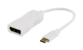 Deltaco USBC-DP1 video cable adapter, 0.1 m, USB Type-C to DisplayPort, White