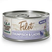 WILDES LAND Filet konservai katėms su tunu, lašiša ir batatais 80 g
