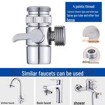 Three-Way Water Distributor: Basin Faucet to Washing Machine & Shower Switch Valve gray