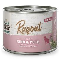 WILDES LAND Ragout konservai katėms su jautiena, kalakutiena ir špinatais 180 g