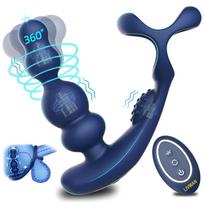 4in1 daugiafunkcis analinis, G taško ir klitorio vibratorius LIVMAN YC-03 su 10 vibracijos ir 3 sukimosi režimais, penio žiedu ir nuotolinio valdymo pultu