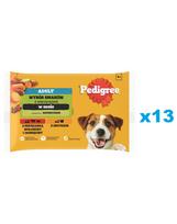PEDIGREE Skonių pasirinkimas padaže 52x100g drėgnas ėdalas suaugusiems šunims jautiena ir ėriena, kalakutiena ir morkos