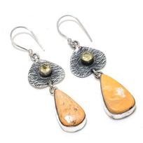 Maligano Jasper,Citrine 925 Sterling Silver Jewelry Earring 2.56  g2t56
