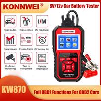 KONNWEI KW870 6V 12V automobilio motociklo akumuliatoriaus testeris OBD2 diagnostikos įrankio skaitytuvas 2 viename alkūninio įkrovimo bandymo įrankiai automobiliui raudona