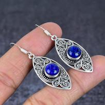 Lapis Lazuli Rankų Darbo 925 Sterlingo Sidabro Papuošalas Auskaras 1.97  W5w80 gray