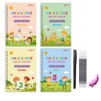 Angliško griovelio kaligrafijos rinkinys vaikams, daugkartinio naudojimo magijos praktikos sąsiuvinis su rašikliu ir papildymais, 4 knygos, rašymas, mokymasis, edukacinės priemonės 4pcs/set
