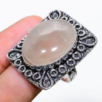 Rose Quartz Handmade 925 Sterling Silver Jewelry Ring Size 11 S0b87
