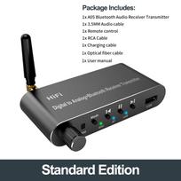 Bluetooth 5.1 siųstuvas-imtuvas garso adapteris U-disko atkūrimas koaksialinis/optinis į 3,5 mm AUX RCA R/L DAC keitiklis nuotolinio valdymo pultas juoda