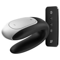 Satisfyer Double Fun - programėle valdomas porų vibratorius (juodas)