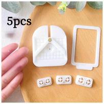 5pcs Earring Drill Stand, Guide Hole Machine Tool Set, DIY Clay Making Grid Cover Clay Earring Tools Polymer Clay Cutter šviesiai pilka spalva