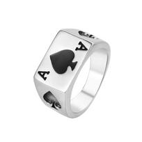 Šaunus vyriškas baikerių kazino laimingas pokerio žiedas papuošalai vyrams nerūdijančio plieno dydis 7-15 7 sidabras