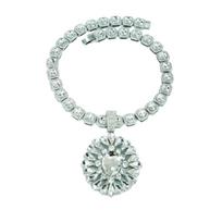 Water Drop Colored Diamond Pendant, Women's Collarbone Chain, Fashion Heavy Industry Light Luxury Designer Colored Necklace white