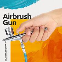 Airbrush Kit 0.2mm0.5mm Needle Gravity Feed Air Brush Spray Gun for Tattoo Nail Art Air Paint juoda