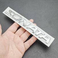3D ABS Chromuotas Juodas Logotipas Sonata Raidės Emblema Ženklelis Lipdukas Savaime Lipnus Vardo Plokštelė Automobilio Galinio Bagažininko Dekoravimo Aksesuarai 18.5cm sidabras
