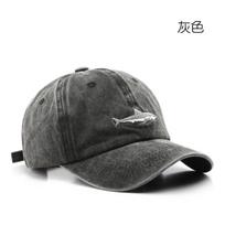 European and American men's sports leisure washed old shark baseball cap street fashion trend women's sunshade cap Adjustable pilka spalva