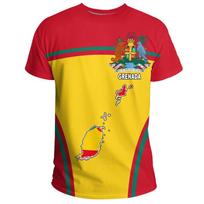 Grenados vėliavos grafinis marškinėlis vyrams 3D spausdintas herbas T-shirt Sportinė apranga Apvalus kaklas Trumpomis rankovėmis Laisvalaikio marškinėliai XXS