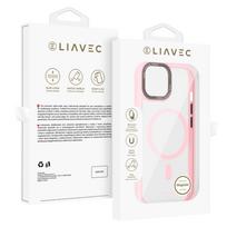 Liavec Hybrid Magsafe Clear dėklas skirtas Apple iPhone 15 rožinės spalvos