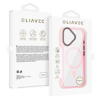 Liavec Hybrid Magsafe Clear dėklas skirtas Apple iPhone 16 rožinės spalvos