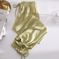 Ice Silk Sweatpants for Women In Summer Thin Draping Loose High Waist Slimming Fashionable Wide-leg Harun Straight Casual Pants M