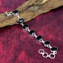 Juodosios spinelės apyrankė, 925 prabos sidabro apyrankė, rankų darbo brangakmenių papuošalai, dovanos žmonai, visiškai nauja apyrankė Adjustable With 8 Inches