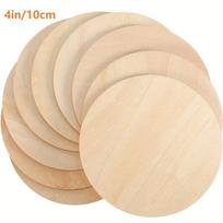 10 vnt. apvalių medinių 4x4 col. 10x 10 cm Tinka DIY dekoratyvinėms ruošinių medinėms padėkliukams, rankdarbiams, sienų dekoravimui, dėlionės plytelėms